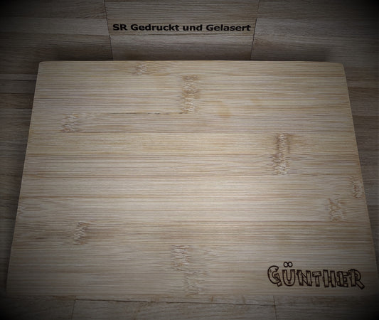 Großes Schneidebrett Brettchen aus Bambus 30 x 20 x 0,8 cm mit Wunschgravur Schneidbrett Vesper Frühstück Holz Geschenk