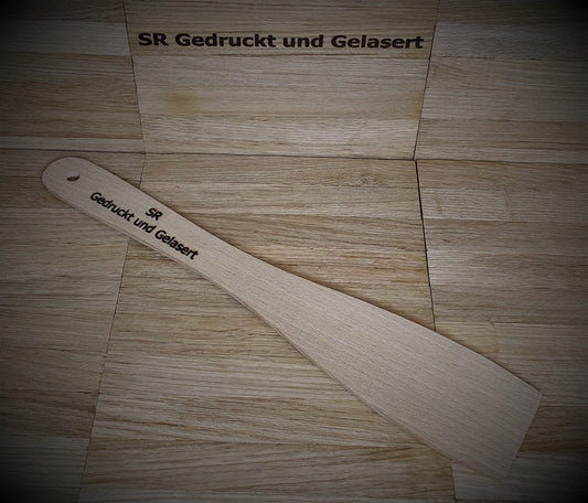 Pfannenwender personalisiert aus Holz 30 cm lang 5 cm breit mit Wunschgravur individuelles Geschenk Geschenkidee Geschenk