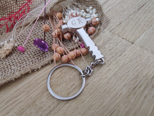 Schlüsselanhänger Hammer Werkzeug DIY Heimwerken Metall mit individueller Gravur Geschenk