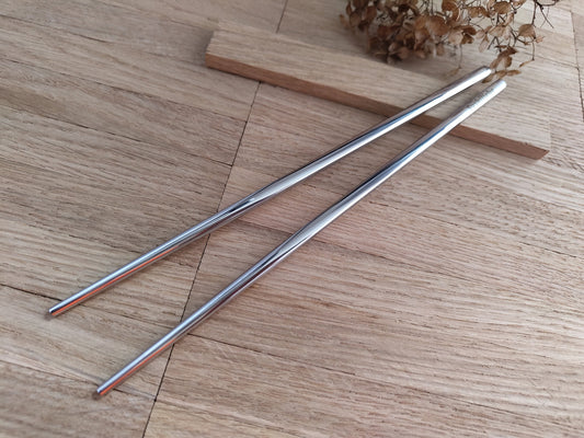 1 Paar Essstäbchen 2 Stück Chinesische Stäbchen Chopsticks Edelstahl mit Gravur Wunschgravur 21cm Sushi