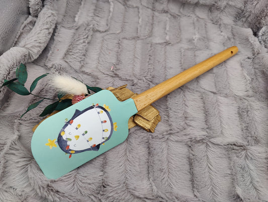 Teigschaber Silikonspatel XXXL personalisiert mint Pinguin backen kochen ca. 32 cm lang mit Wunschgravur Geschenk Küchenhelfer