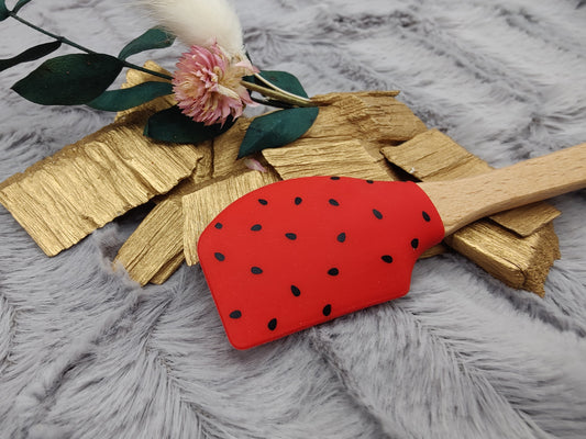 Teigschaber Silikonspatel Wassermelone Punkte Dots personalisiert backen, kochen, grillen ca. 18 cm lang Geschenk
