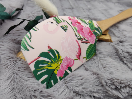 Teigschaber Silikonspatel XXXL rosa Flamingo Lotus personalisiert Holz Spatel backen kochen grillen ca. 31 cm lang