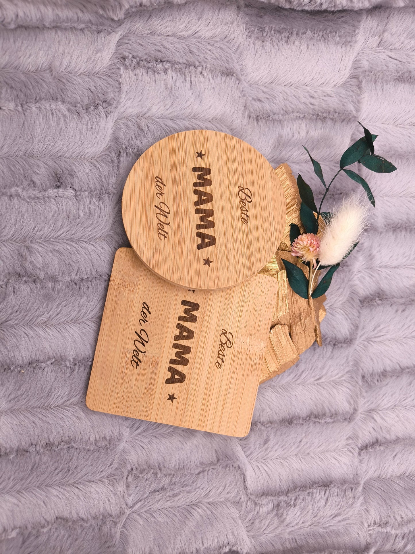 Untersetzer Beste MAMA der Welt personalisiert Bambus mit Wunschgravur individuelles Geschenk Geschenkidee Glasuntersetzer Geschenk