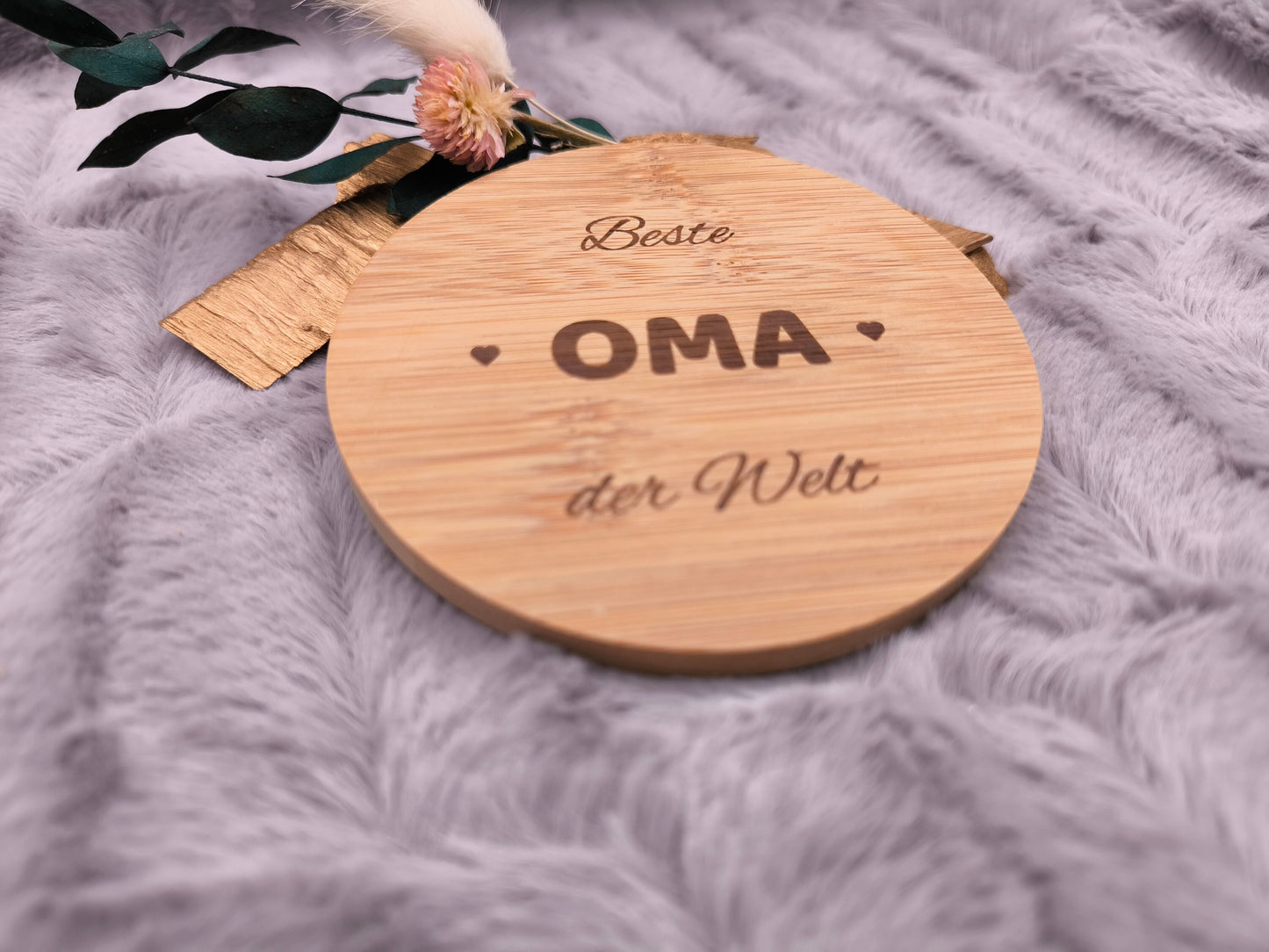 Untersetzer Beste OMA der Welt personalisiert Bambus mit Wunschgravur individuelles Geschenk Geschenkidee Glasuntersetzer Geschenk