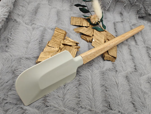 Teigschaber Silikonspatel XXL personalisiert hellgrau backen kochen ca. 31 cm lang mit Wunschgravur Geschenk Küchenhelfer