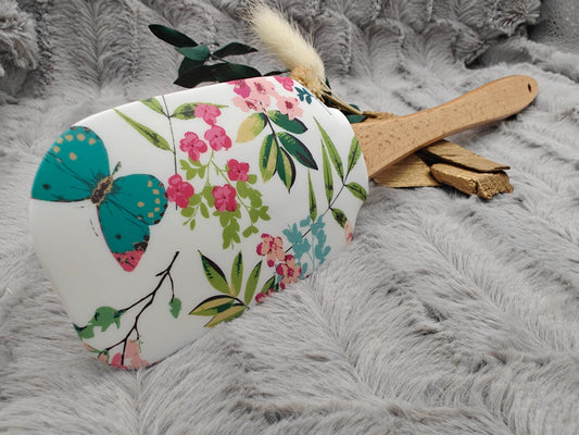 Teigschaber Silikonspatel XXXL personalisiert Blumen Schmetterling backen kochen ca. 31 cm lang mit Wunschgravur Geschenk Küchenhelfer