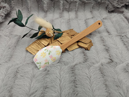 Teigschaber Silikonspatel personalisiert Blumenmuster floral mit Motiv backen, kochen, grillen ca. 18 cm lang Geschenk
