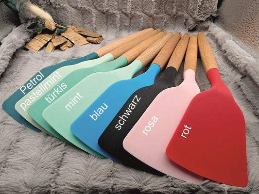 Pfannenwender personalisiert Silikon ca. 32 cm lang 8 Farben zur Auswahl mit Wunschgravur Geschenk Küchenhelfer