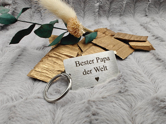 Schlüsselanhänger Edelstahl rechteckig mit Wunschgravur Foto individueller Gravur Geschenk Geschenkidee personalisiert