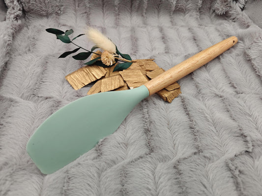 Teigschaber Silikonspatel Pfannenwender personalisiert ca. 31 cm lang mit Wunschgravur Geschenk Küchenhelfer mintgrün oder schwarz