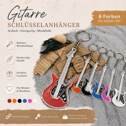 Schlüsselanhänger personalisiert Gitarre mit Gravur 70x26x1,6mm Geschenk