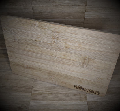 Großes Schneidebrett Brettchen aus Bambus 30 x 20 x 0,8 cm mit Wunschgravur Schneidbrett Vesper Frühstück Holz  Geschenk