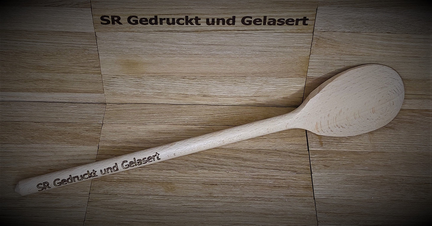 Kochlöffel Löffel oval Holz 30 cm lang zum kochen backen braten mit Wunschgravur individuelles Geschenk Geschenkidee Geschenk