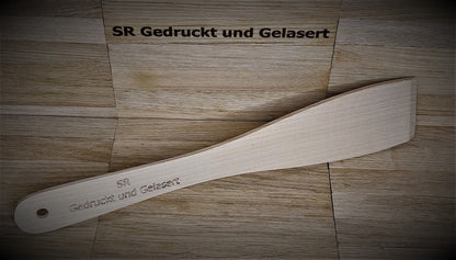 Pfannenwender personalisiert aus Holz 30 cm lang 5 cm breit mit Wunschgravur individuelles Geschenk Geschenkidee  Geschenk