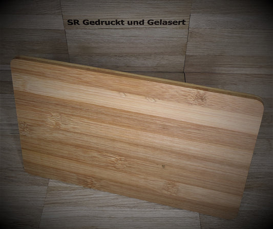 Großes Schneidebrett Brettchen aus Bambus 30 x 20 x 0,8 cm mit Wunschgravur Schneidbrett Vesper Frühstück Holz  Geschenk