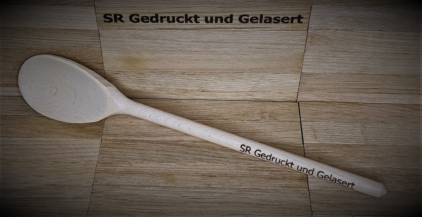 Kochlöffel Löffel oval Holz 30 cm lang zum kochen backen braten mit Wunschgravur individuelles Geschenk Geschenkidee Geschenk