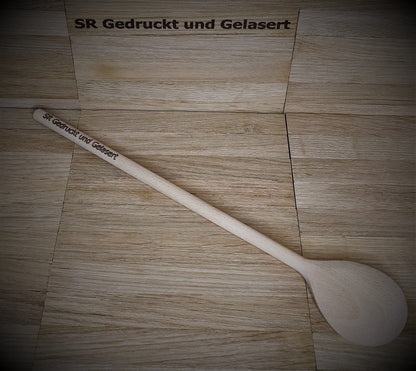 Kochlöffel rund aus Holz 30 cm lang mit Wunschgravur individuelles Geschenk Geschenkidee rund  Geschenk