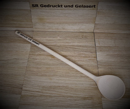 Kochlöffel rund aus Holz 30 cm lang mit Wunschgravur individuelles Geschenk Geschenkidee rund  Geschenk
