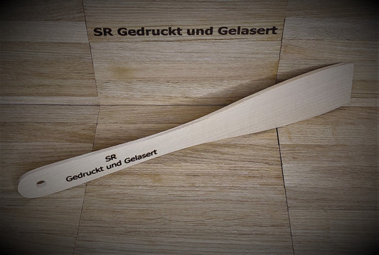 Pfannenwender personalisiert aus Holz 30 cm lang 5 cm breit mit Wunschgravur individuelles Geschenk Geschenkidee  Geschenk