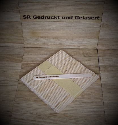 50 Eisstiele Cakesicles Cake Pops Kuchen am Stiel aus Holz 11 x 1 cm mit Wunschgravur ideal für Partys, Eis, Kuchendeko usw. Geschenk