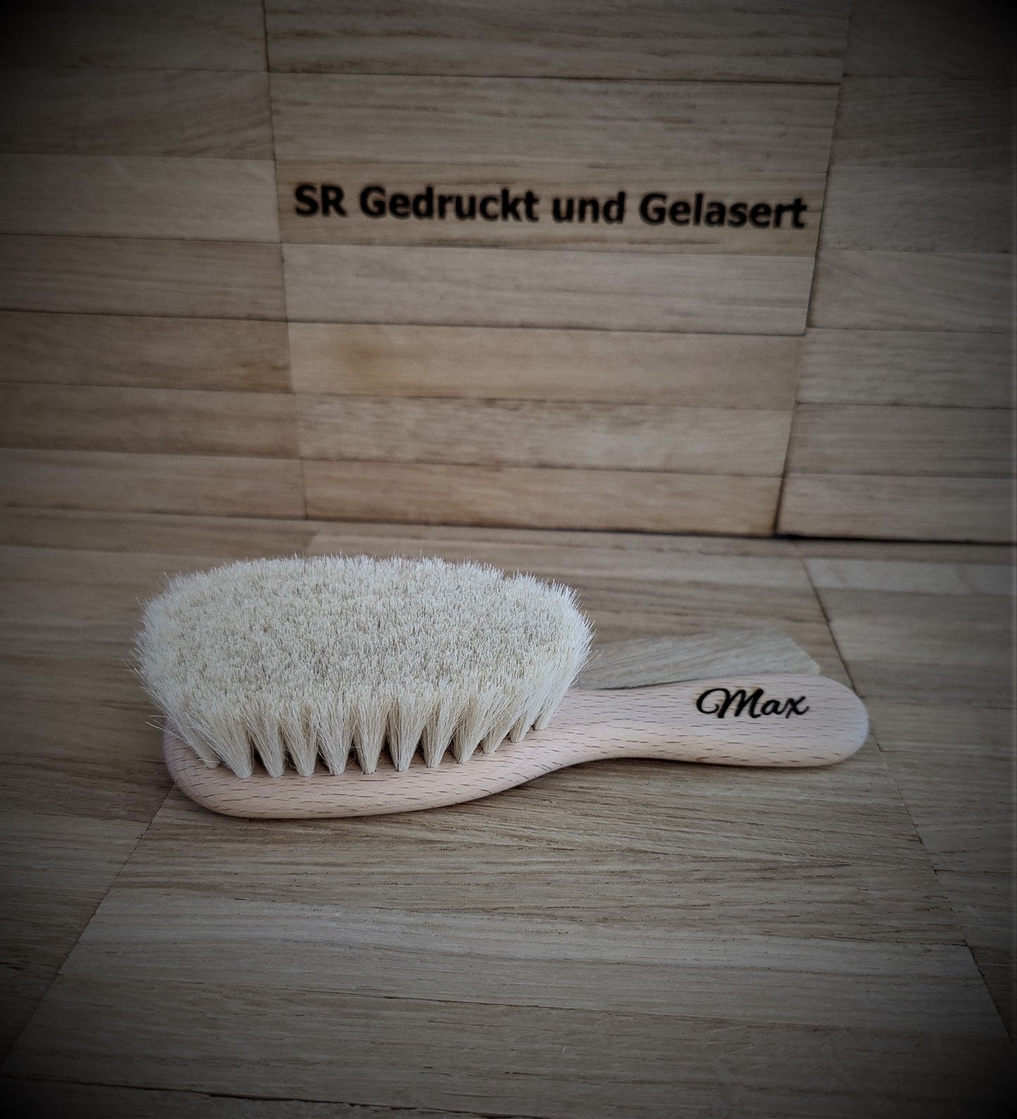 Babyhaarbürste Babybürste Bürste aus 100% Ziegenhaar und unbehandeltem Buchenholz mit individueller Gravur Baby Geburt Geschenk