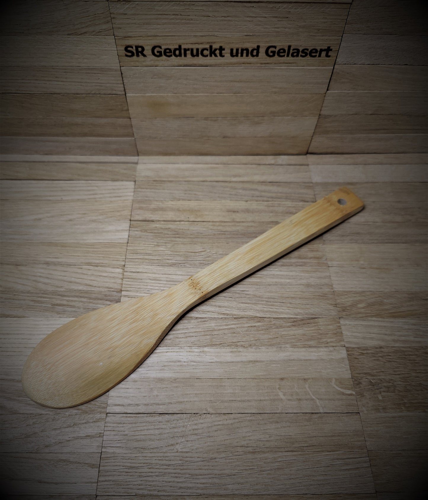 Kochlöffel Löffel oval aus Bambus 30 cm lang 6cm breit zum kochen braten backen mit Wunschgravur individuelles Geschenk Geschenkidee
