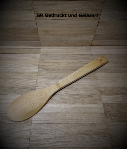 Kochlöffel Löffel oval aus Bambus 30 cm lang 6cm breit zum kochen braten backen mit Wunschgravur individuelles Geschenk Geschenkidee