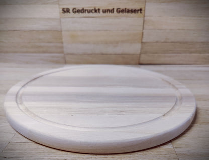 Rundes Schneidebrett aus Birkenholz rund 25 x 1,5 cm mit Wunschgravur Vesperbrett Schneidbrett Birke Frühstücksbrettchen