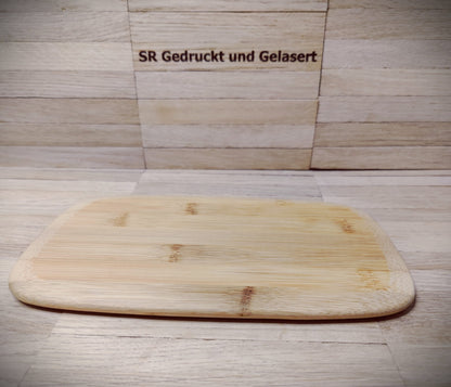 Schneidebrett aus Bambus abgerundet ca. 23 x 15 x 1 cm mit Wunschgravur Vesperbrett Frühstücksbrettchen  Geschenk