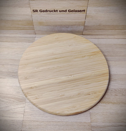 Schneidebrett rund aus Bambus 25 x 1,5 cm mit Wunschgravur Vesperbrett Schneidbrett Brett Brettchen Frühstücksbrett Geschenk