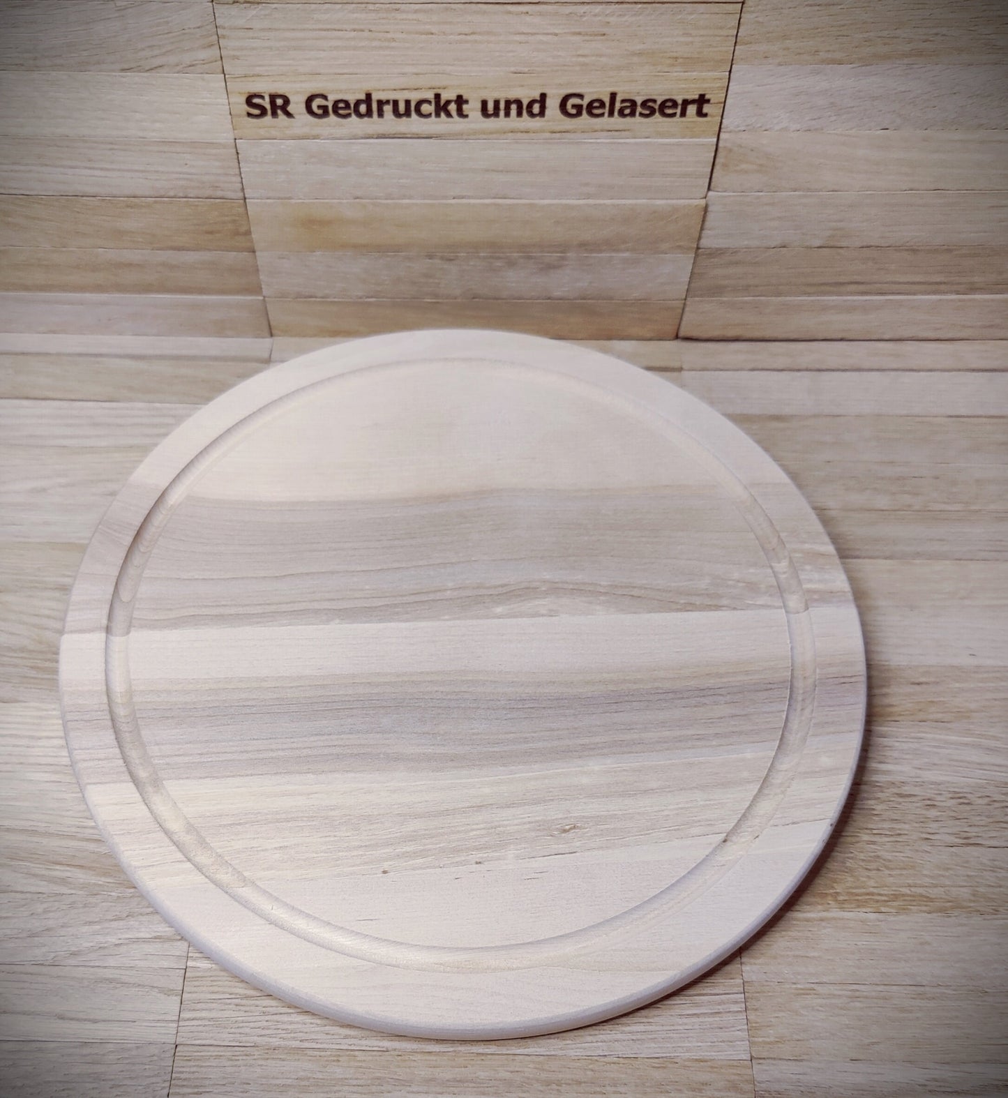 Rundes Schneidebrett aus Birkenholz rund 25 x 1,5 cm mit Wunschgravur Vesperbrett Schneidbrett Birke Frühstücksbrettchen