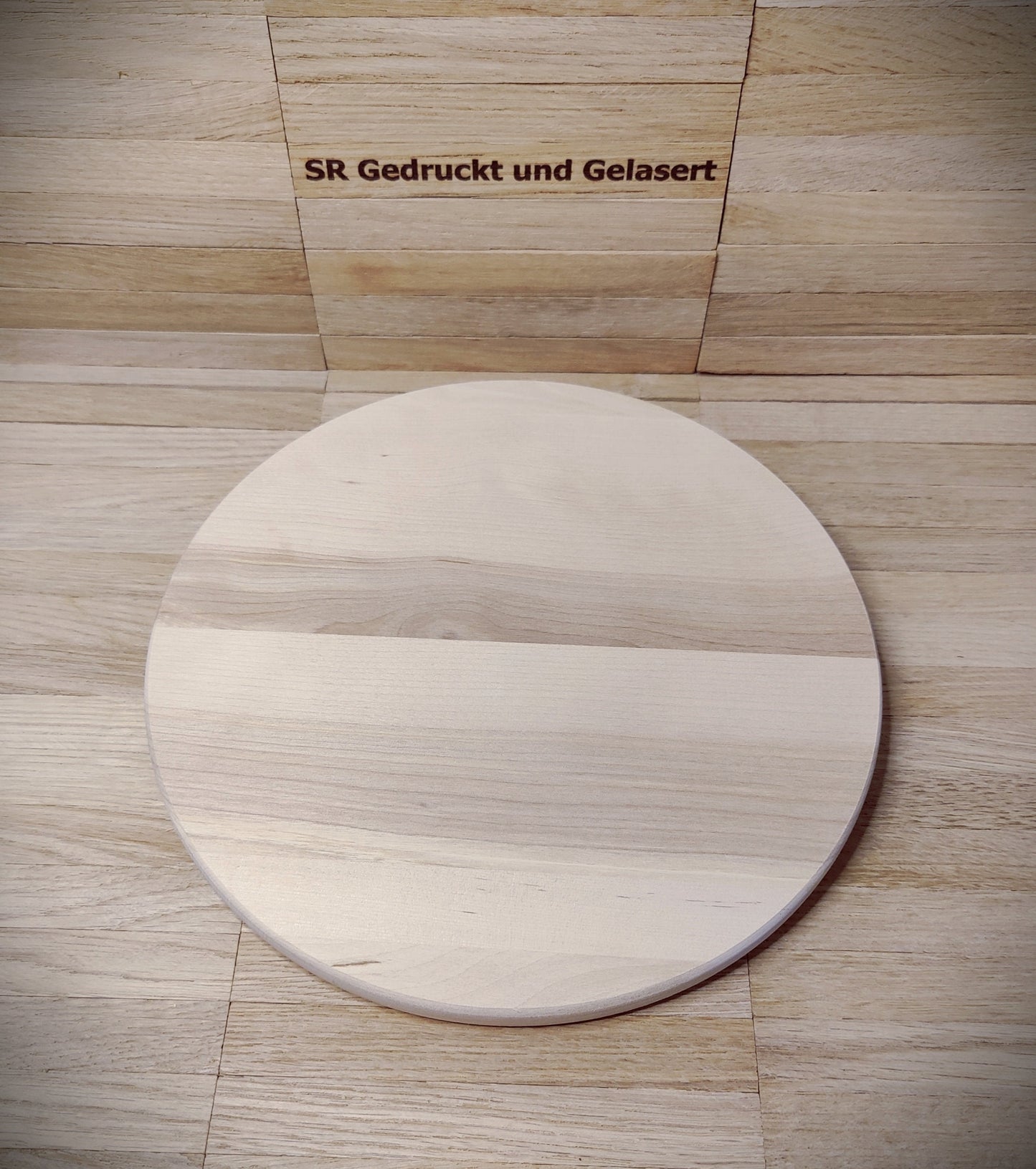 Rundes Schneidebrett aus Birkenholz rund 25 x 1,5 cm mit Wunschgravur Vesperbrett Schneidbrett Birke Frühstücksbrettchen