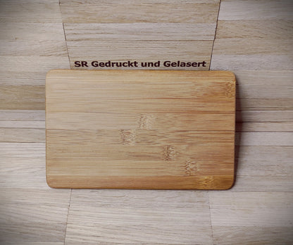 Frühstücksbrett Schneidebrett aus Bambus rechteckig 22 x 14 x 0,8 cm mit Wunschgravur Vesperbrett Schneidbrett Geschenk