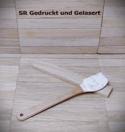 Teigschaber Silikonschaber personalisiert  mit Motiv backen, kochen, grillen ca. 18 cm lang floral Sterne Punkte Streifen Melone Geschenk