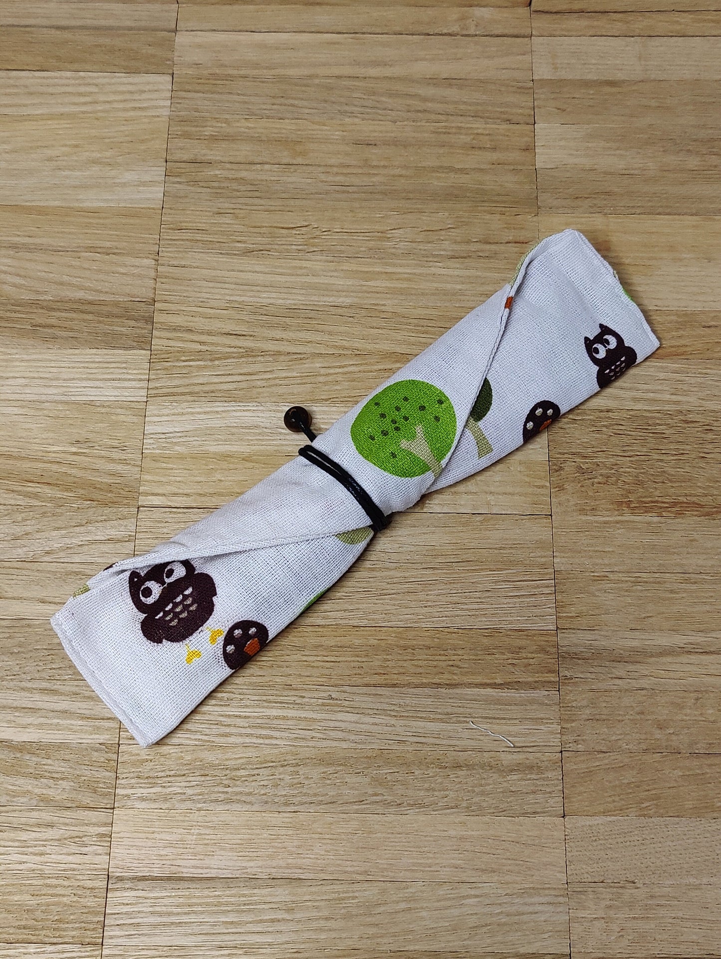 Campingbesteck aus Bambus 4-teilig mit Wunschgravur im schönen Stoffbeutel Reisebesteck individuelles Geschenk Geschenkidee  Geschenk