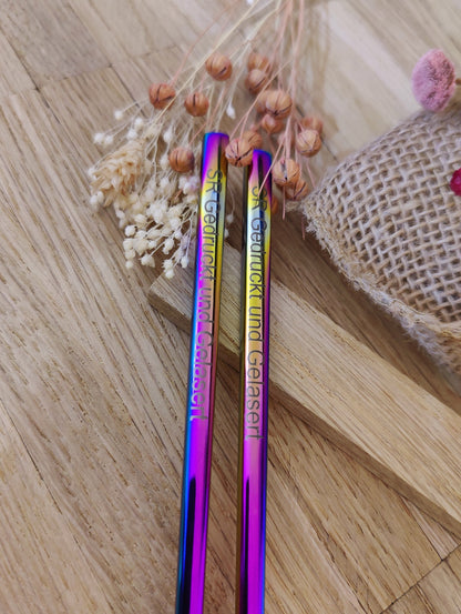 1 Paar Essstäbchen 2 Stück Chinesische Stäbchen Chopsticks Edelstahl mit Gravur Wunschgravur 23cm versch. Farben  Geschenk
