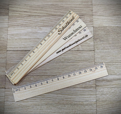 Lineal aus Holz 16 cm mit individueller Gravur Geschenk Schulkind Einschulung nachhaltig Birkenholz Holzlineal 170 x 25 x 3 mm  Geschenk