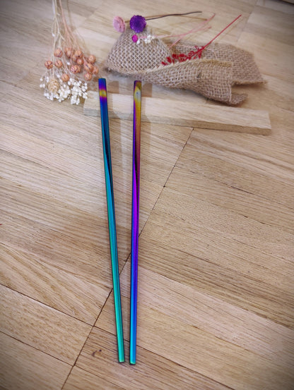 1 Paar Essstäbchen 2 Stück Chinesische Stäbchen Chopsticks Edelstahl mit Gravur Wunschgravur 23cm versch. Farben  Geschenk