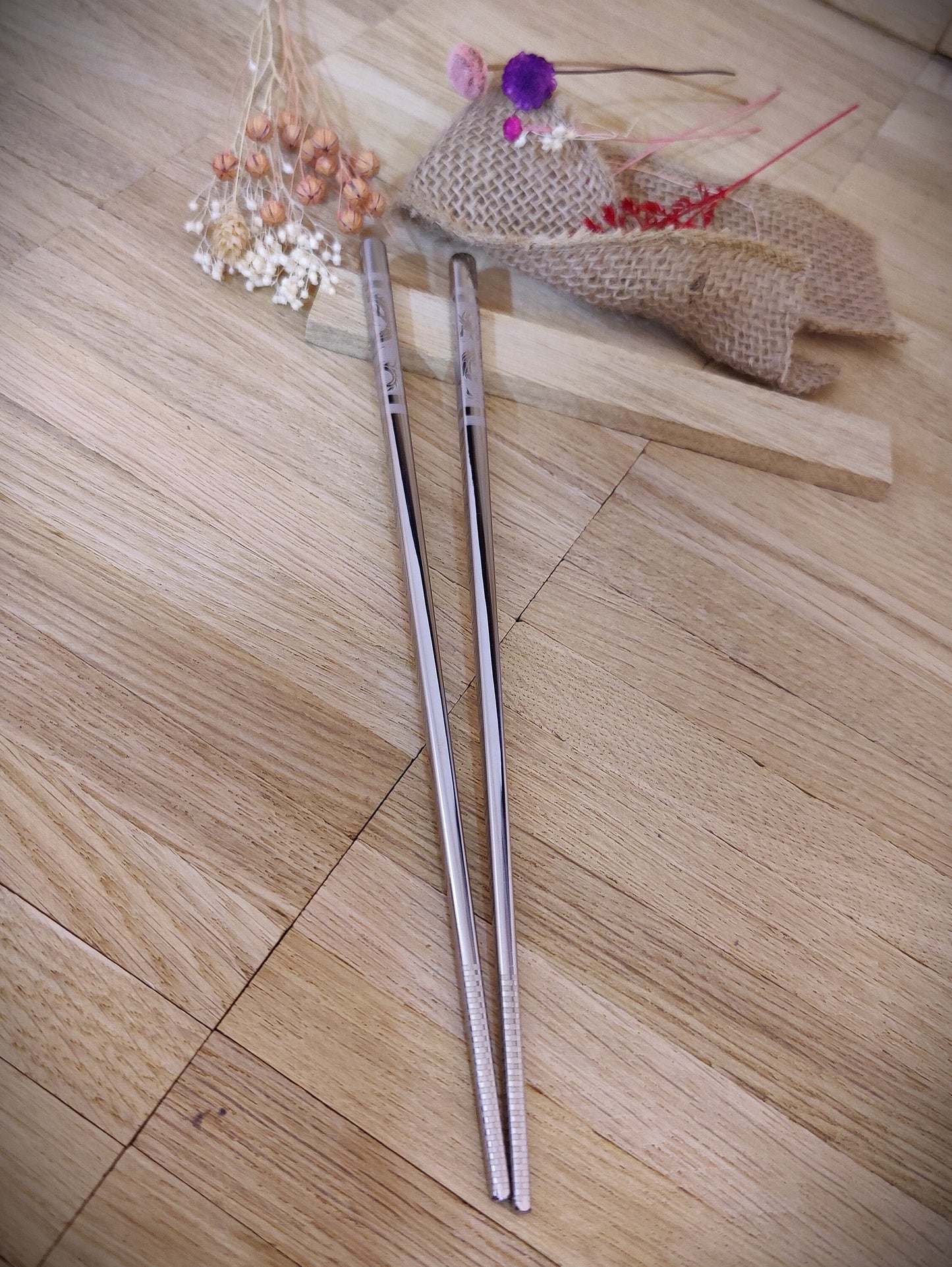 1 Paar Essstäbchen 2 Stück Chinesische Stäbchen Chopsticks Edelstahl mit Gravur Wunschgravur 23cm versch. Farben  Geschenk