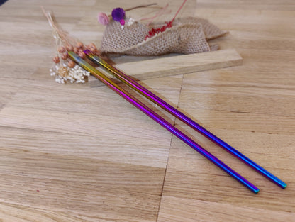 1 Paar Essstäbchen 2 Stück Chinesische Stäbchen Chopsticks Edelstahl mit Gravur Wunschgravur 23cm versch. Farben  Geschenk