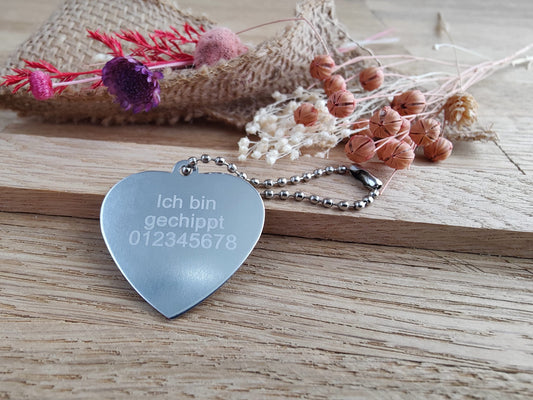 Tiermarke Hundemarke Herz Halsband Erkennungsmarke Hunde ID Dog Tag Aluminium mit Gravur 35 x 35 x 1 mm versch. Farben  Geschenk