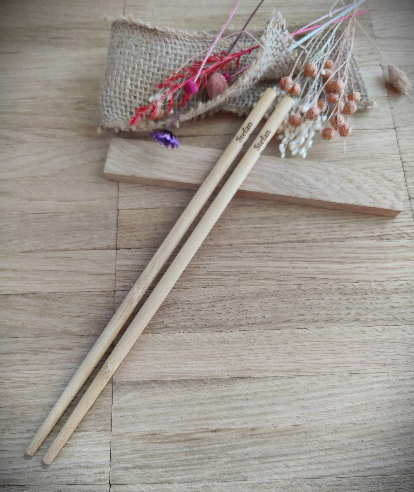 Chopsticks Essstäbchen 1 Paar aus Bambus 22 x 0,6 cm Stäbchen personalisiert Wunschgravur China Essen Food Sushi Geschenk