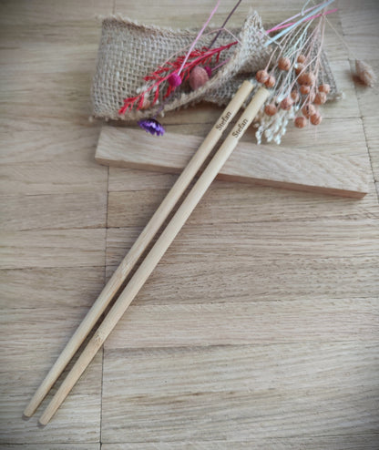 Chopsticks Essstäbchen 1 Paar aus Bambus 22 x 0,6 cm Stäbchen personalisiert Wunschgravur China Essen Food Sushi Geschenk