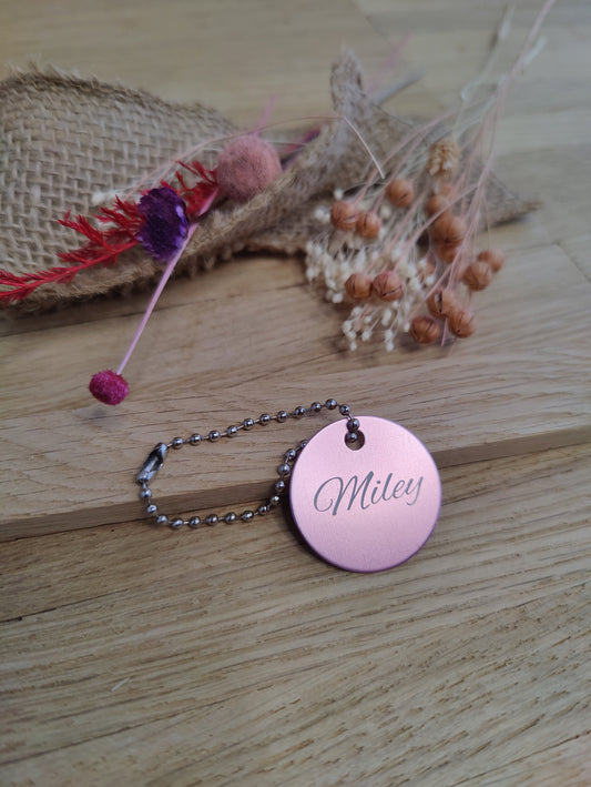 Tiermarke Hundemarke Dog Tag rund 30mm mit Gravur in verschiedenen Farben Aluminium mit 12cm Kugelkette  Geschenk