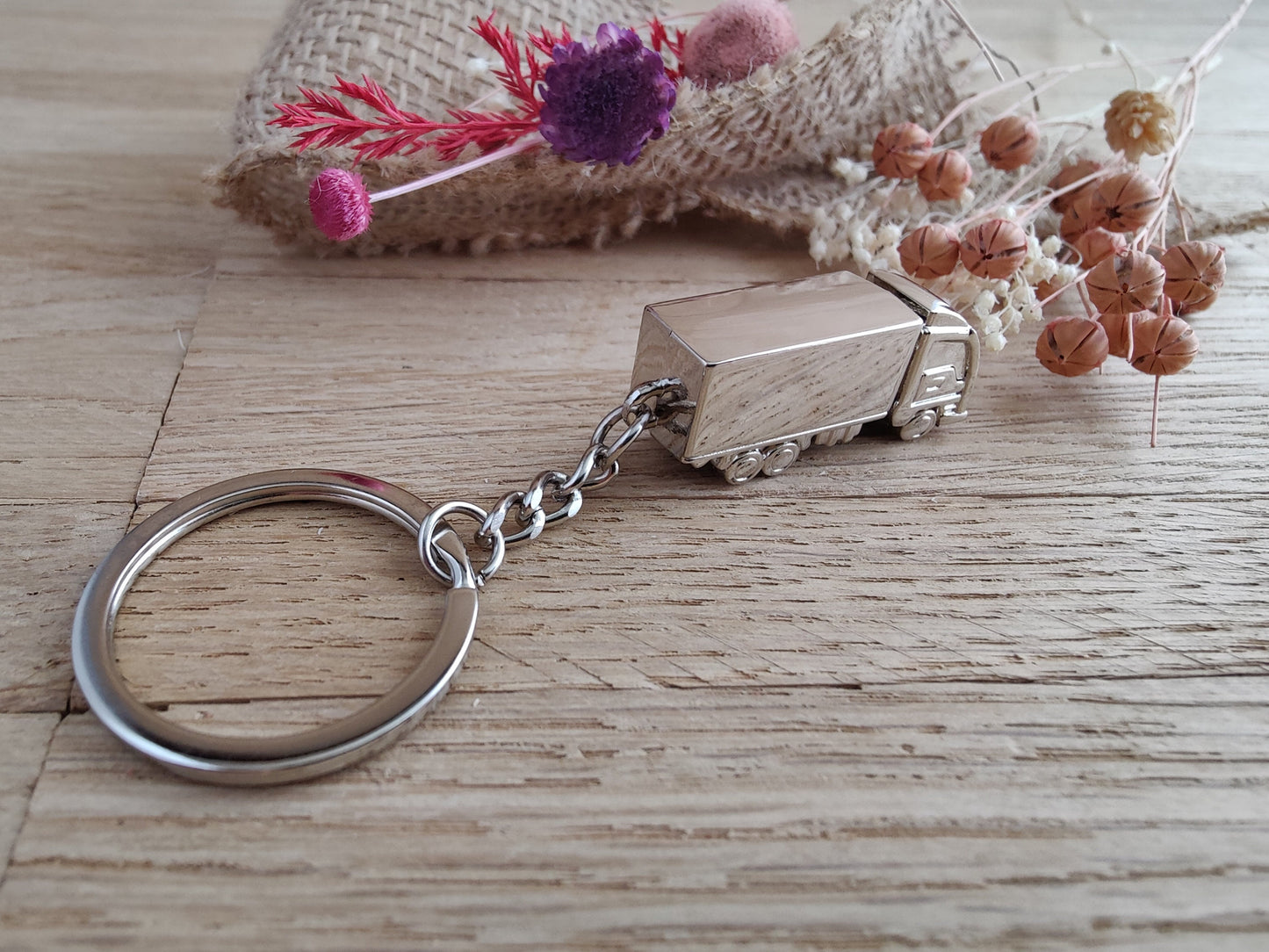 Schlüsselanhänger personalisiert LKW Truck Brummi Edelstahl mit Gravur 35x11x16mm Geschenk