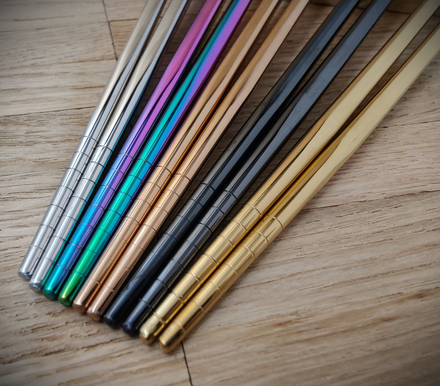 1 Paar Chopsticks 2 Stück Chinesische Stäbchen Edelstahl mit Gravur Wunschgravur 20,5 cm versch. Farben Geschenk