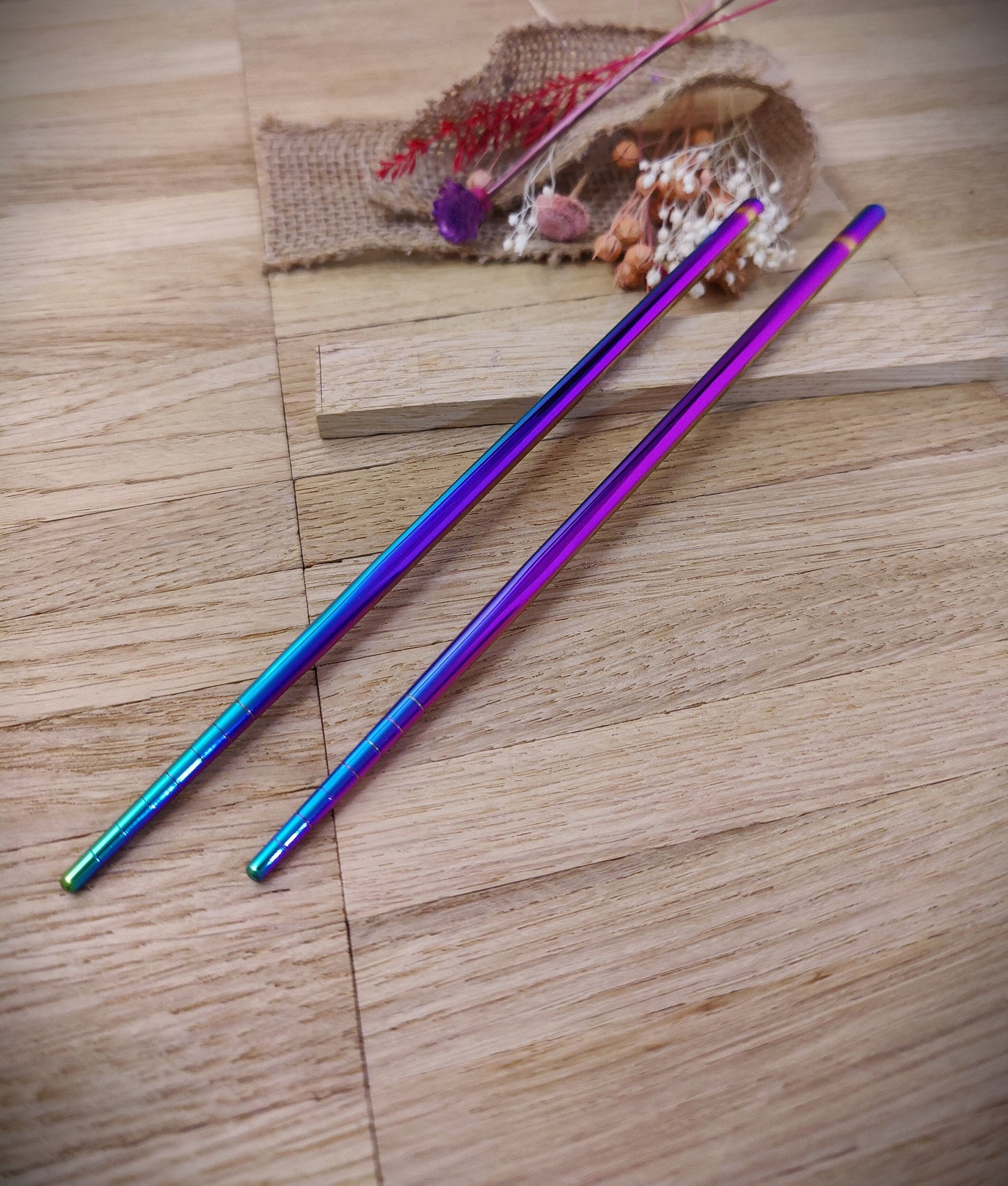 1 Paar Chopsticks 2 Stück Chinesische Stäbchen Edelstahl mit Gravur Wunschgravur 20,5 cm versch. Farben Geschenk