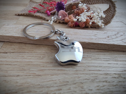 Schlüsselanhänger personalisiert Apfel Edelstahl massiv mit Gravur 25x27x7.5 mm  Geschenk