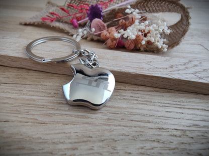 Schlüsselanhänger personalisiert Apfel Edelstahl massiv mit Gravur 25x27x7.5 mm  Geschenk